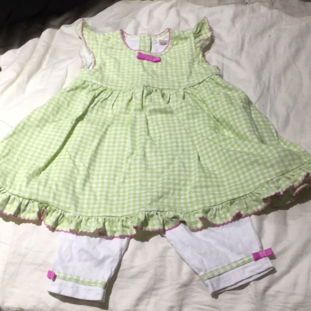Pumpkin Patch 18-24 green white gingham worn once